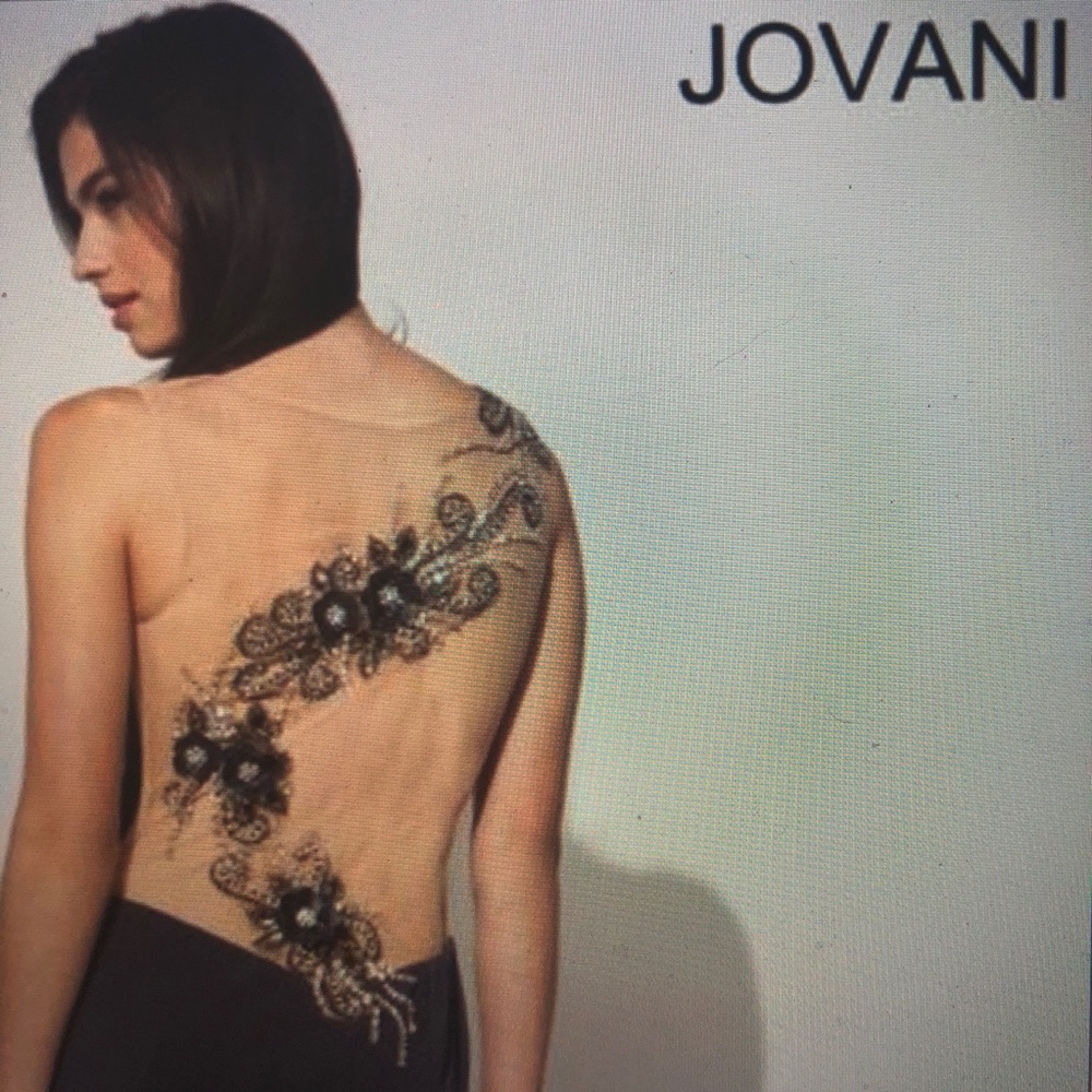 NEW! STUNNING JOVANI FLORAL EMBELLISHED BACK DRESS